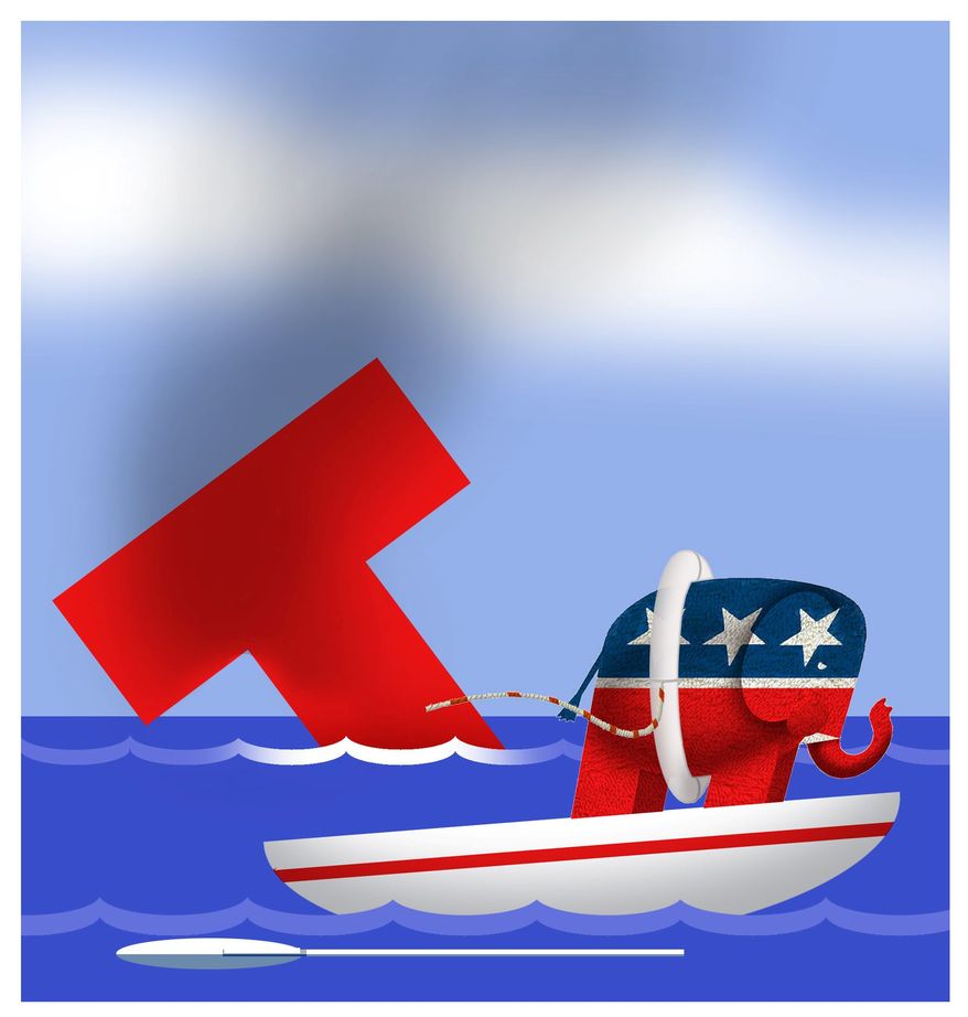 Illustration on moving beyond Trump by Alexander Hunter/The Washington Times