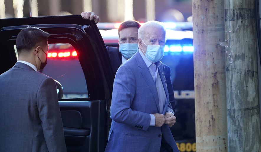 President-elect Joe Biden arrives at The Queen Theater in Wilmington, Del., Sunday, Jan. 10, 2021. (AP Photo/Susan Walsh) **FILE**