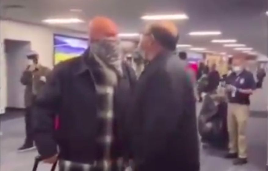Rep. Lou Correa got into a verbal altercation with a group of Trump supporters who accosted him at Dulles International Airport last week following the violent insurrection at the U.S. Capitol, video shows. (Screengrab via Twitter/@abouadnan888)