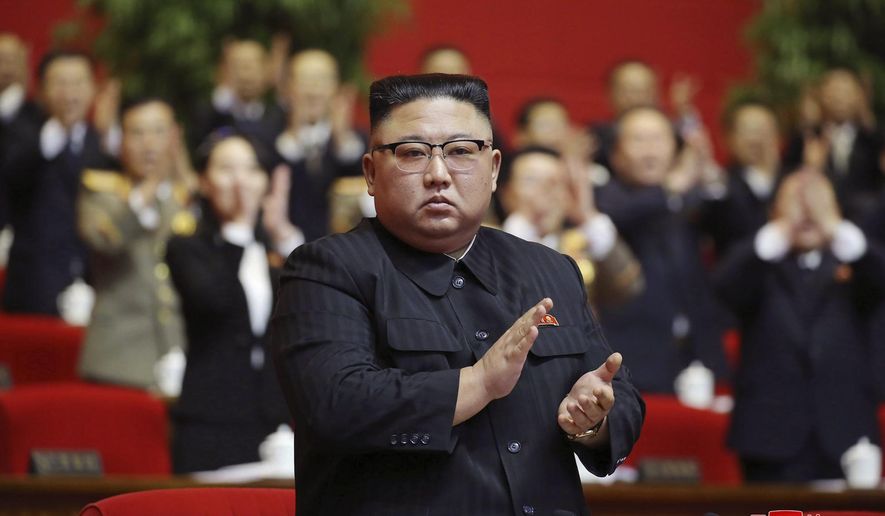 In this photo provided by the North Korean government, North Korean leader Kim Jong Un claps his hands at the ruling party congress in Pyongyang, North Korean, Sunday, Jan. 10, 2021. Kim was given a new title, “general secretary” of the ruling Workers’ Party, formerly held by his late father and grandfather, state media reported Monday, Jan. 11, in what appears to a symbolic move aimed at bolstering his authority amid growing economic challenges. Independent journalists were not given access to cover the event depicted in this image distributed by the North Korean government. The content of this image is as provided and cannot be independently verified. Korean language watermark on image as provided by source reads: &amp;quot;KCNA&amp;quot; which is the abbreviation for Korean Central News Agency. (Korean Central News Agency/Korea News Service via AP)