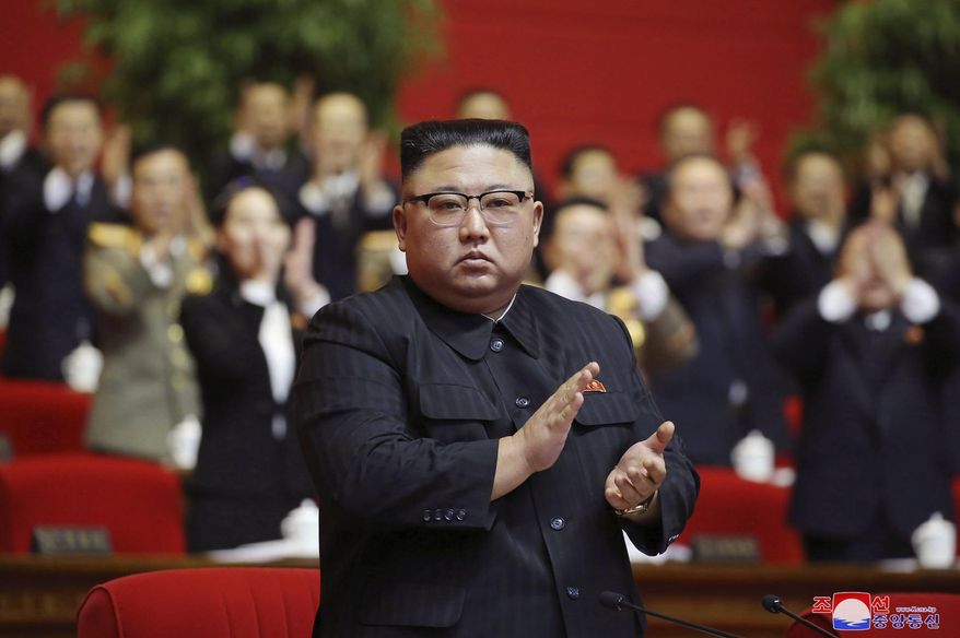 In this photo provided by the North Korean government, North Korean leader Kim Jong Un claps his hands at the ruling party congress in Pyongyang, North Korean, Sunday, Jan. 10, 2021. Kim was given a new title, “general secretary” of the ruling Workers’ Party, formerly held by his late father and grandfather, state media reported Monday, Jan. 11, in what appears to a symbolic move aimed at bolstering his authority amid growing economic challenges. Independent journalists were not given access to cover the event depicted in this image distributed by the North Korean government. The content of this image is as provided and cannot be independently verified. Korean language watermark on image as provided by source reads: &amp;quot;KCNA&amp;quot; which is the abbreviation for Korean Central News Agency. (Korean Central News Agency/Korea News Service via AP)