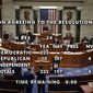 In this image from video, the final vote total of 232-197 to impeachment President Donald Trump over the violent siege of the Capitol, after voting on the House floor Wednesday, Jan. 13, 2021, on Capitol Hill in Washington. (House Television via AP)