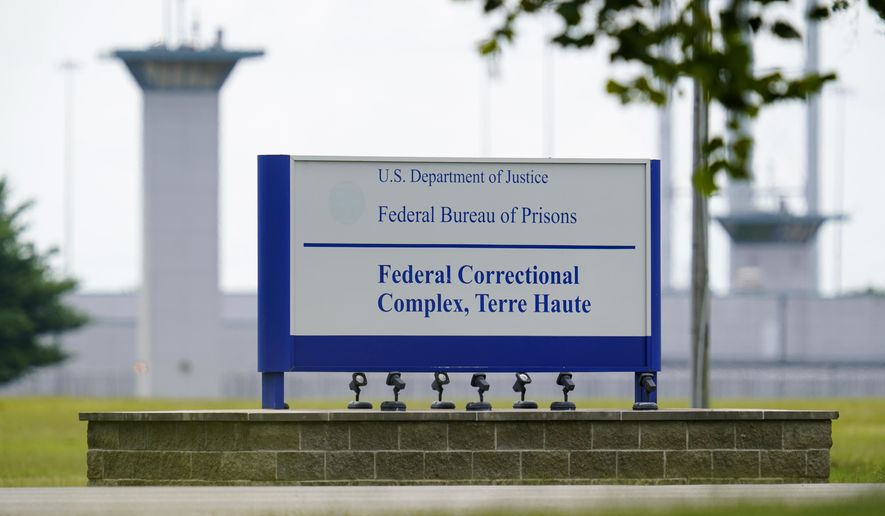 This Aug. 28, 2020, file photo shows the federal prison complex in Terre Haute, Ind. (AP Photo/Michael Conroy, File)