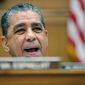 In this Feb. 28, 2020 file photo, Rep. Adriano Espaillat, D-N.Y., speaks during a House Foreign Affairs Committee hearing in Washington.  Espaillat says he has the coronavirus. The New York Democrat&#x27;s announcement Thursday makes him the latest House member to report testing positive since dozens huddled together for protection during the Jan. 6 mob attack on the U.S. Capitol.  (AP Photo/Carolyn Kaster)