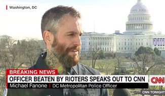 D.C. Metropolitan Police Officer Michael Fanone on Friday recalled getting beaten by a mob of angry Trump supporters. (Screengrab via CNN)