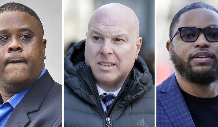 FILE — This file combo of images shows, from left, amateur basketball league director Merl Code, former Adidas executive James Gatto, and business manager Christian Dawkins. A federal appeals court in New York, Friday, Jan. 15, 2020, upheld convictions Code, Gatto and Dawkins in a college basketball scandal that spoiled the careers of several coaches. (AP Photo/File)