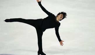 Nathan Chen performs during the men&#39;s free skate at the U.S. Figure Skating Championships, Sunday, Jan. 17, 2021, in Las Vegas. (AP Photo/John Locher)