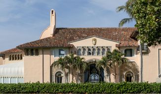 Mar-a-Lago in Palm Beach, Fla., is seen on Monday, Jan. 18, 2021. President Donald Trump returned to his residence on Wednesday, Jan. 20. (Greg Lovett/The Palm Beach Post via AP) ** FILE **