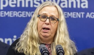 In this March 12, 2020, file photo, Pennsylvania Secretary of Health Rachel Levine provides an update on the coronavirus known as COVID-19 in Harrisburg, Pa. President-elect Joe Biden has tapped Levine to be his assistant secretary of health, leaving her poised to become the first openly transgender federal official to be confirmed by the U.S. Senate. (Joe Hermitt/The Patriot-News via AP, File)