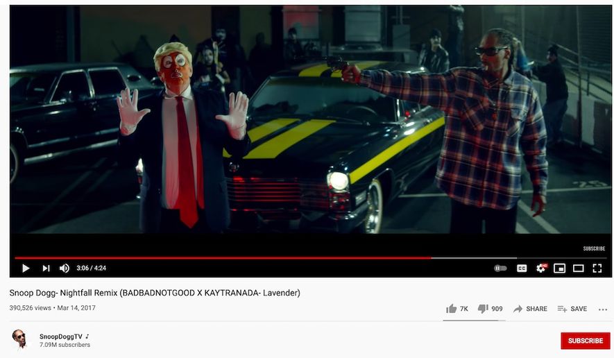 Snoop Dogg appears in his the video for &quot;Nightfall Remix (BADBADNOTGOOD X KAYTRANADA- Lavender)&quot; in 2017. (Image: YouTube, SnoopDoggTV landing page, video screenshot)