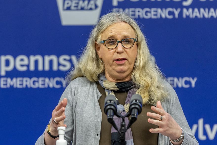 In this May 29, 2020, file photo, then-Pennsylvania Secretary of Health Dr. Rachel Levine meets with the media at the Pennsylvania Emergency Management Agency (PEMA) headquarters in Harrisburg, Pa. President-elect Joe Biden has tapped Levine to be his assistant secretary of health, leaving her poised to become the first openly transgender federal official to be confirmed by the U.S. Senate. (Joe Hermitt/The Patriot-News via AP, File)