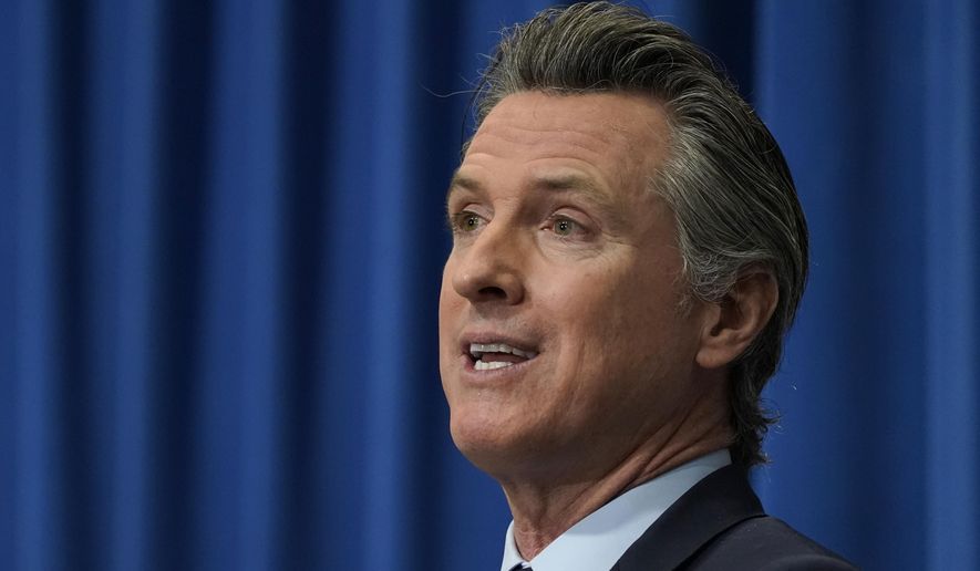 FILE - In this Jan. 8, 2021 file photo, California Gov. Gavin Newsom outlines his 2021-2022 state budget proposal during a news conference in Sacramento, Calif. Newsom sent president-elect Joe Biden a letter on Tuesday, Jan. 19, 2021, outlining shared priorities and areas where the state can work together with the new Democratic administration. (AP Photo/Rich Pedroncelli, Pool, File)