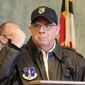 Maryland Gov. Larry Hogan holds his hand up during a news conference in Annapolis, Md., on Thursday, Jan. 7, 2021. (AP Photo/Brian Witte) **FILE**
