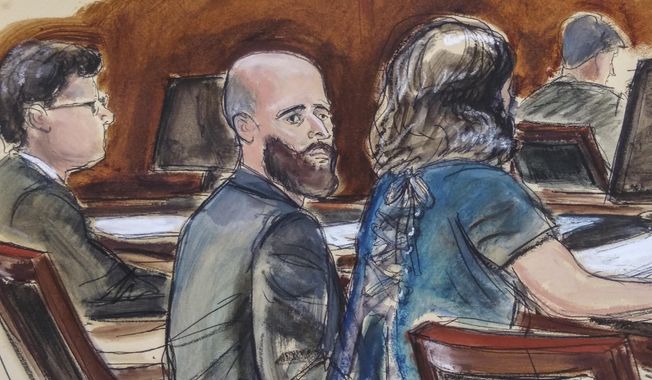 In this Wednesday March 4, 2020 courtroom sketch Joshua Schulte, center, is seated at the defense table flanked by his attorneys during jury deliberations in New York. Joshua Schulte, a former CIA software engineer charged with leaking government secrets to WikiLeaks says it&#x27;s cruel and unusual punishment that he&#x27;s awaiting trial in solitary confinement, housed in a vermin-infested cell of a jail unit where inmates are treated like “caged animals.&amp;quot; In court papers Tuesday, Jan. 19, 2021 Schulte maintained he is held in conditions “below that of impoverished persons living in third world countries.” (Elizabeth Williams via AP)