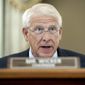 Sen. Roger Wicker, R-Miss., speaks during a hearing before the Senate Commerce Committee on Capitol Hill, Wednesday, Oct. 28, 2020, in Washington. The committee summoned the CEOs of Twitter, Facebook and Google to testify during the hearing. (Greg Nash/Pool via AP)