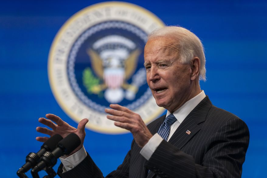 President Joe Biden speaks during an event on American manufacturing, in the South Court Auditorium on the White House complex, Monday, Jan. 25, 2021, in Washington. (AP Photo/Evan Vucci)
