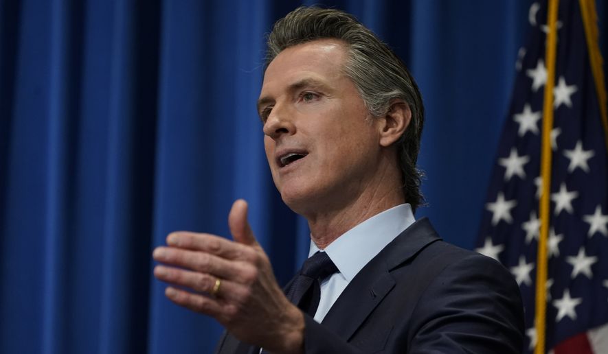 In this Jan. 8, 2021, file photo California Gov. Gavin Newsom outlines his 2021-2022 state budget proposal during a news conference in Sacramento, Calif. (AP Photo/Rich Pedroncelli, File, Pool)