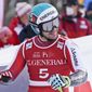 Austria&#39;s Vincent Kriechmayr celebrates at the finish area of an alpine ski, men&#39;s World Cup Super-G, in Kitzbuehel, Austria, Monday, Jan. 25, 2021. (AP Photo/Giovanni Auletta)