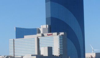 This Oct. 1, 2020 photo shows the exterior of Harrah&#39;s casino in Atlantic City N.J. On Jan. 25, 2021, parent company Caesars Entertainment named Gregg Klein to oversee the property. (AP Photo/Wayne Parry)