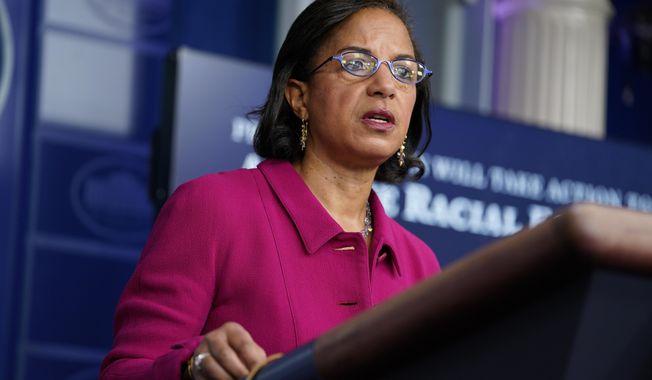 White House Domestic Policy Adviser Susan Rice speaks during a press briefing at the White House, Tuesday, Jan. 26, 2021, in Washington. (AP Photo/Evan Vucci) ** FILE **