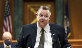 In this file photo, Sen. Jon Tester, D-Mont., speaks during a confirmation hearing for Secretary of Veterans Affairs nominee Denis McDonough before the Senate Committee on Veterans&#39; Affairs on Capitol Hill, Wednesday, Jan. 27, 2021, in Washington. (Leigh Vogel/Pool via AP)  **FILE**