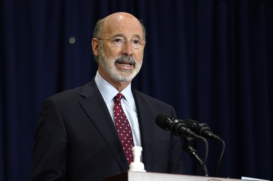 In this Nov. 4, 2020, file photo, Pennsylvania Gov. Tom Wolf speaks during a news conference in Harrisburg, Pa., regarding the counting of ballots in the 2020 general election. (AP Photo/Julio Cortez, File)