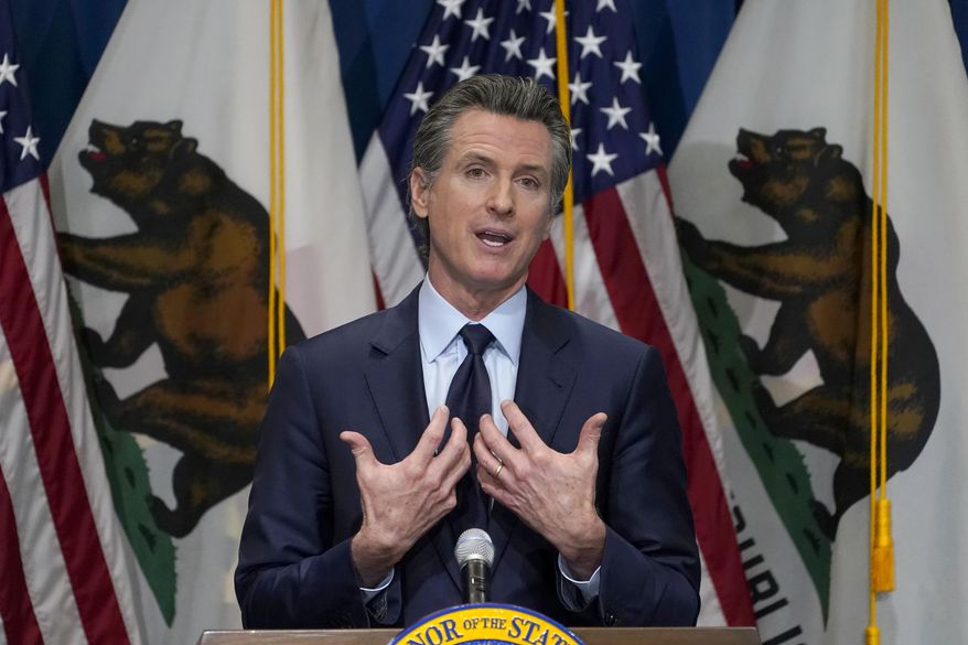FILE - In this Jan. 8, 2021, file photo, California Gov. Gavin Newsom outlines his 2021-2022 state budget proposal during a news conference in Sacramento, Calif. A scathing state audit released Jan. 28, 2021, blames Newsom&#39;s administration for &amp;quot;significant missteps and inaction&amp;quot; that cost taxpayers at least $10.4 billion to unemployment insurance fraud. (AP Photo/Rich Pedroncelli, Pool, File)
