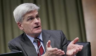 Sen. Bill Cassidy, R-La., speaks during a confirmation hearing for Secretary of Veterans Affairs nominee Denis McDonough before the Senate Committee on Veterans&#x27; Affairs on Capitol Hill, Wednesday, Jan. 27, 2021, in Washington. (Sarah Silbiger/Pool via AP)