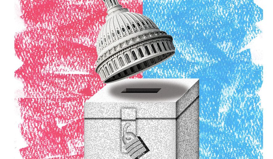 Illustration on the dangers of Federalizing elections by Alexander Hunter/The Washington Times