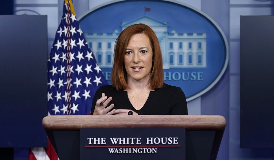 White House press secretary Jen Psaki speaks during a press briefing at the White House, Monday, Feb. 1, 2021, in Washington. (AP Photo/Evan Vucci)