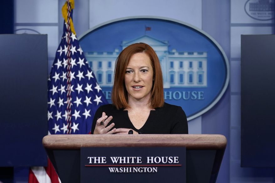 White House press secretary Jen Psaki speaks during a press briefing at the White House, Monday, Feb. 1, 2021, in Washington. (AP Photo/Evan Vucci)