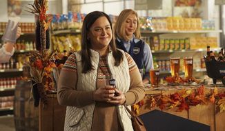 This image released by NBC shows Lauren Holt in a scene from the &amp;quot;Sam Adams&amp;quot; sketch that aired Oct. 10, 2020 on &amp;quot;Saturday Night Live.&amp;quot;  The 29-year-old Charlotte, N.C. native is a featured player on the late-night sketch-comedy series. (Rosalind O&#39;Connor/NBC via AP)