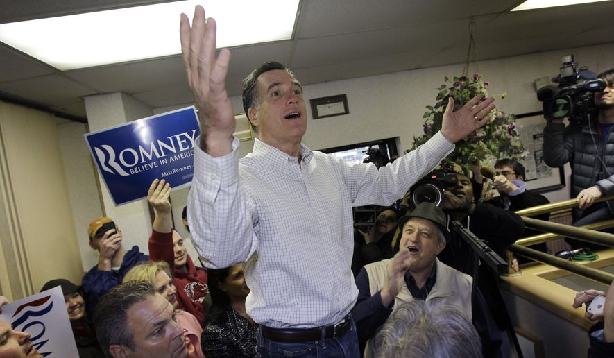 FILE-In this Saturday, Jan. 21, 2012 file photo, Republican presidential candidate, former Massachusetts Gov. Mitt Romney, speaks during a campaign stop at Tommy's Country Ham House, where former House Speaker Newt Gingrich also scheduled an appearance on South Carolina's Republican primary election day in Greenville, S.C. Owner Tommy Stevenson announced Sunday that Tommy's Country Ham House would close this spring. (AP Photo/Charles Dharapak, File)