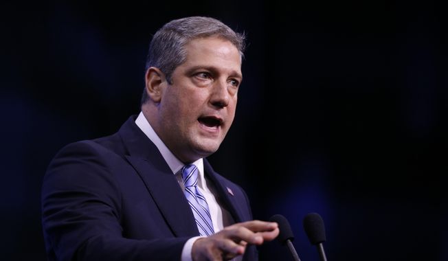In this Sept. 7, 2019, file photo, Democratic presidential candidate Rep. Tim Ryan, D-Ohio, speaks during the New Hampshire state Democratic Party convention in Manchester, N.H. An open Senate seat in Ohio has set off a round of jockeying among ambitious Democrats and a spirited debate over who is best poised to lead a party comeback in a one-time battleground that has been trending Republican. (AP Photo/Robert F. Bukaty, File)