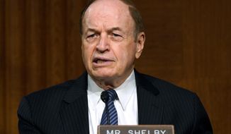 FILE  -In this Sept. 24, 2020 file photo, Sen. Richard Shelby, R-Ala., speaks during the Senate&#39;s Committee on Banking, Housing, and Urban Affairs hearing on Capitol Hill in Washington. Shelby, the Senate&#39;s fourth most senior member, has told confidantes that he does not intend to run for reelection next year _ prompting some Republicans to urge the powerful, establishment politician to reconsider, even as potential replacements prepare to run for his seat. (Toni L. Sandys/The Washington Post via AP, Pool, File)