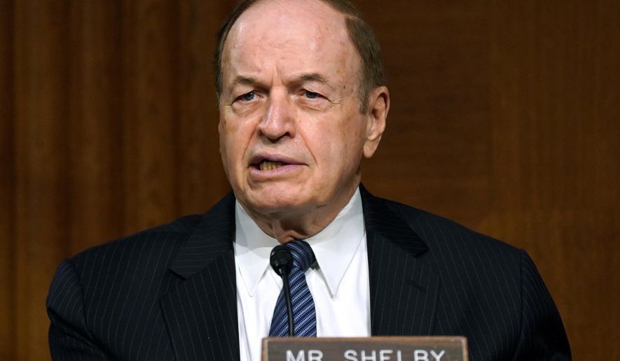 FILE  -In this Sept. 24, 2020 file photo, Sen. Richard Shelby, R-Ala., speaks during the Senate&#39;s Committee on Banking, Housing, and Urban Affairs hearing on Capitol Hill in Washington. Shelby, the Senate&#39;s fourth most senior member, has told confidantes that he does not intend to run for reelection next year _ prompting some Republicans to urge the powerful, establishment politician to reconsider, even as potential replacements prepare to run for his seat. (Toni L. Sandys/The Washington Post via AP, Pool, File)