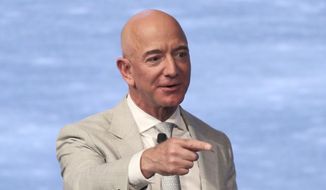 In this June 19, 2019, file photo, Amazon founder Jeff Bezos speaks during the JFK Space Summit at the John F. Kennedy Presidential Library in Boston. (AP Photo/Charles Krupa, File)