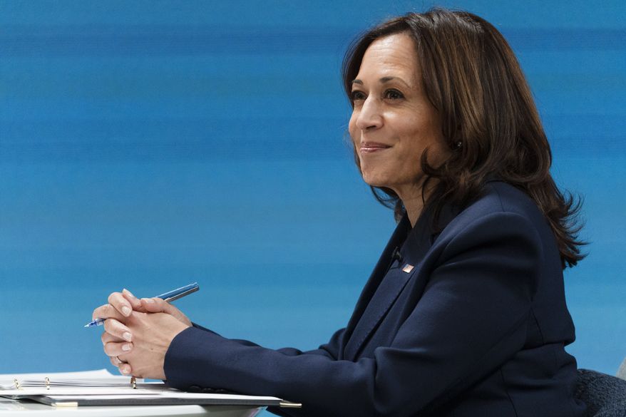 Vice President Kamala Harris attends a virtual meeting with mayors from the African American Mayors Association, Wednesday, Feb. 10, 2021, from the South Court Auditorium on the White House complex. (AP Photo/Jacquelyn Martin)  **FILE**