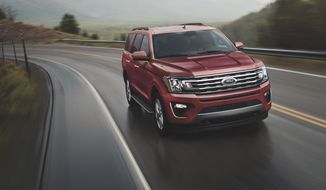 This undated photo from Ford shows the 2021 Ford Expedition, a large SUV that has been ranked No. 1 by Edmunds for the past couple of years. (Steve Petrovich/Ford Motor Co. via AP)