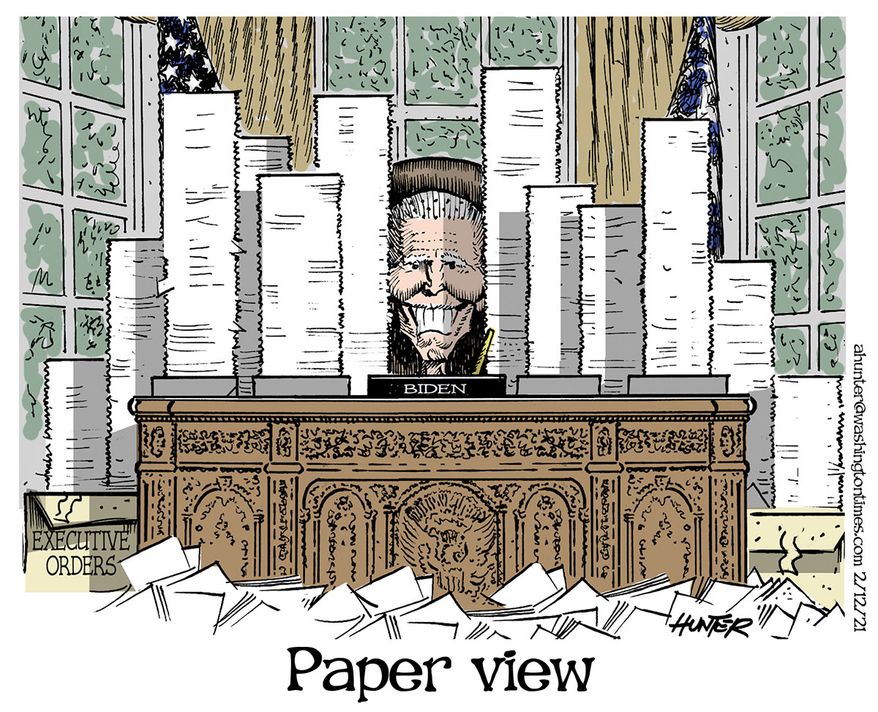 Illustration by Alexander Hunter for The Washington Times (published February 14, 2021)