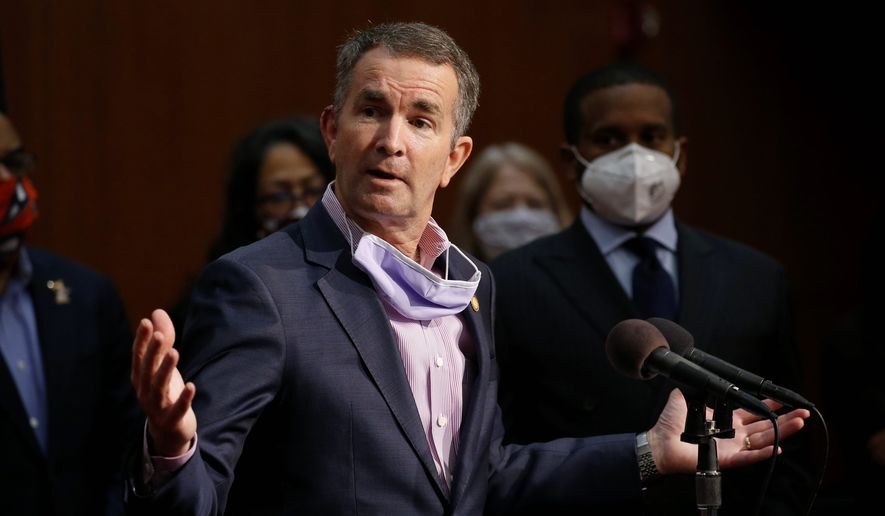 In this June 4, 2020, file photo, Virginia Gov. Ralph Northam speaks during a news conference in Richmond, Va. (AP Photo/Steve Helber, File)