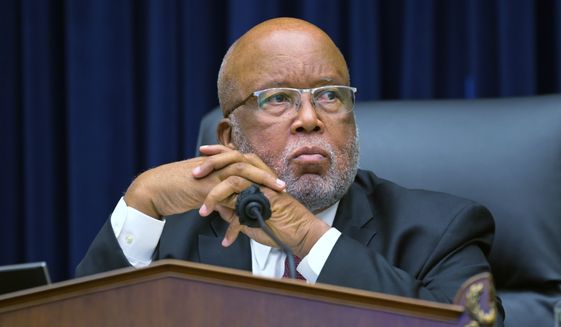In this Sept. 17, 2020, file photo, committee Chairman Rep. Bennie Thompson, D-Miss., speaks during a House Committee on Homeland Security hearing on &quot;worldwide threats to the homeland,&quot; on Capitol Hill Washington. (John McDonnell/The Washington Post via AP, Pool) ** FILE **