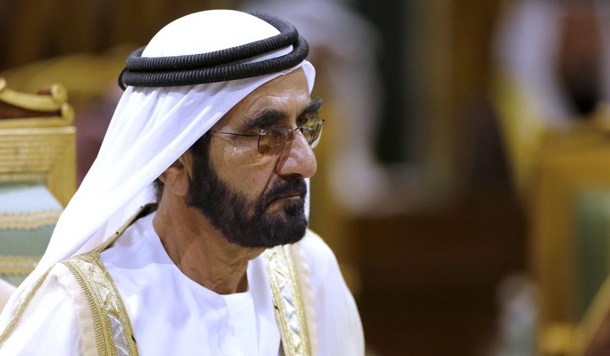 FILE - In this file photo dated  Tuesday, Dec. 10, 2019, Prime Minister of the United Arab Emirates Sheikh Sheikh Mohammed bin Rashid Al Maktoum attends the 40th Gulf Cooperation Council Summit in Riyadh, Saudi Arabia.  Sheikha Latifa, daughter of Dubai’s ruler Sheikh Mohammed bin Rashid Al Maktoum, was detained by commandos as she tried to flee the country in 2018, and new videos have emerged with Latifa saying she is being imprisoned in a heavily guarded villa. (AP Photo/Amr Nabil, FILE)