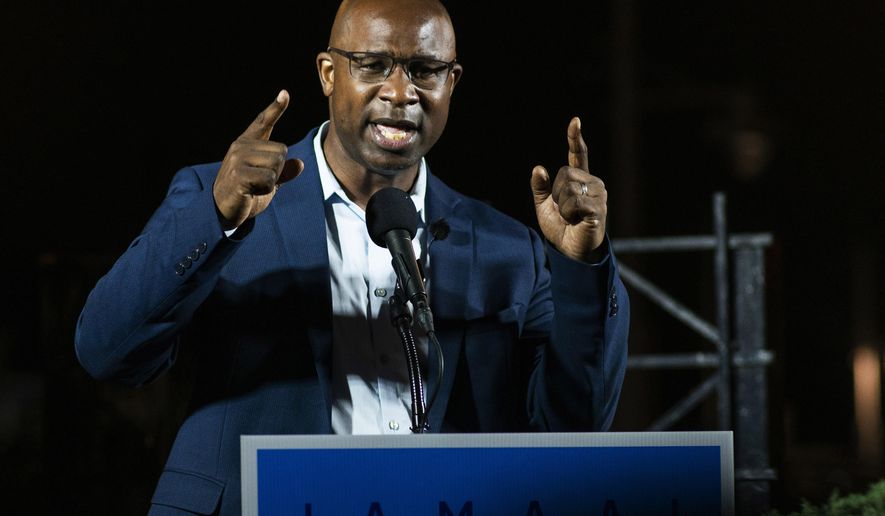FILE - This June 23, 2020 file photo shows Jamaal Bowman speaking to attendees during his primary-night party. Â (AP Photo/Eduardo Munoz Alvarez, FIle)