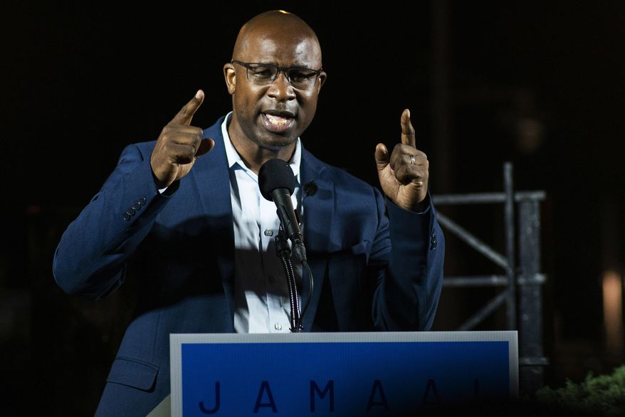 FILE - This June 23, 2020 file photo shows Jamaal Bowman speaking to attendees during his primary-night party. Â (AP Photo/Eduardo Munoz Alvarez, FIle)