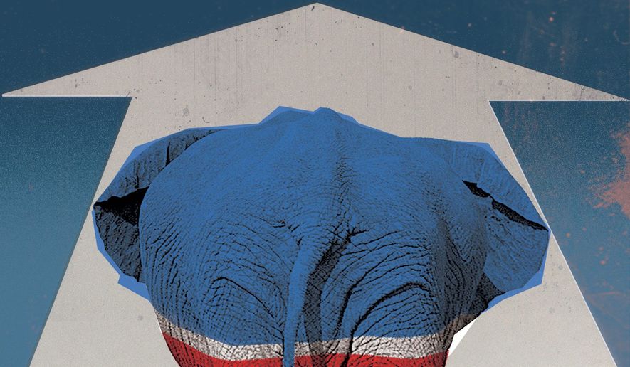 Illustration on the future of the GOP by Linas Garsys/The Washington Times
