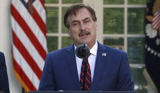 MyPillow CEO Mike Lindell speaks in the Rose Garden of the White House in Washington, March 30, 2020. (AP Photo/Alex Brandon) ** FILE **
