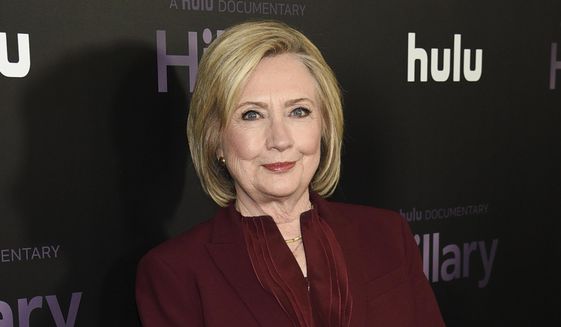 Former Secretary of State Hillary Clinton attends the premiere of the Hulu documentary &quot;Hillary&quot; in New York on March 4, 2020. (Photo by Evan Agostini/Invision/AP) **FILE**