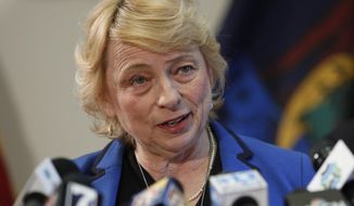 In this March 12, 2020 file photo, Maine Gov. Janet Mills speaks at a news conference at the State House in Augusta, Maine. Mills is scheduled to deliver her state of the budget address via a live video stream on Tuesday, Feb. 23, 2021. (AP Photo/Robert F. Bukaty, file)