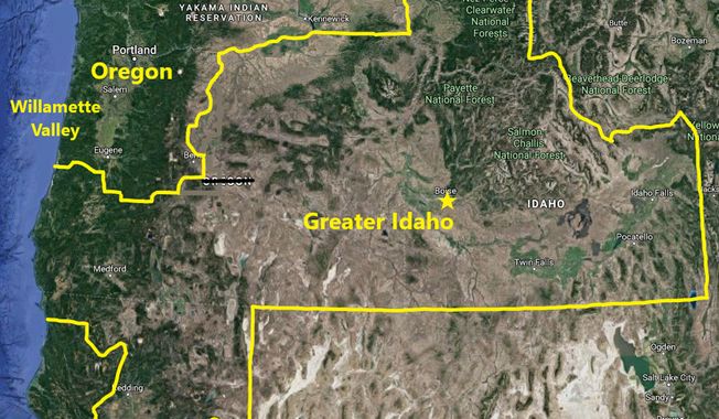 Move Oregon&#x27;s Border seeks to bring rural Oregon and northern California counties into neighboring Idaho. (Image courtesy of Move Oregon&#x27;s Border)